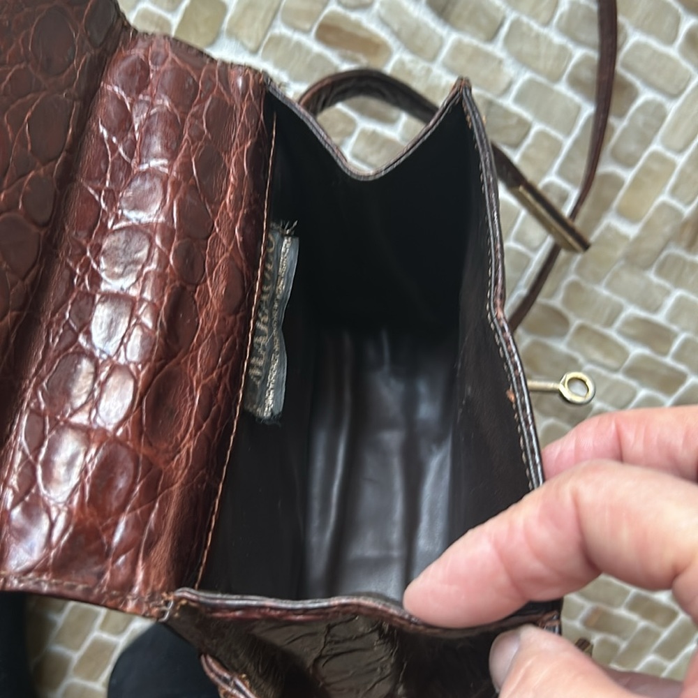 🔥HP🔥True VTG Maraolo small Alligator Crossbody Bag, brown, Italy - Picture 12 of 17
